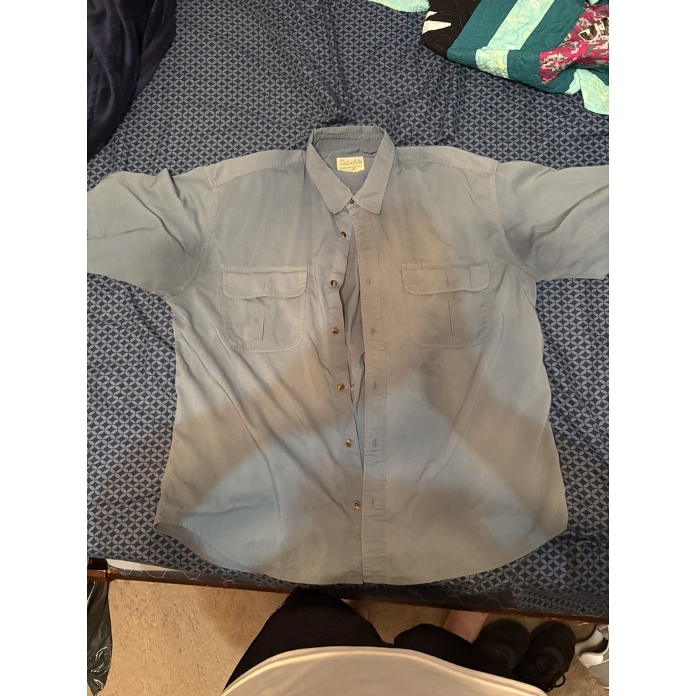 Cabela's Legendary Quality Grey Button Up Shirt XL Outdoor Fishing